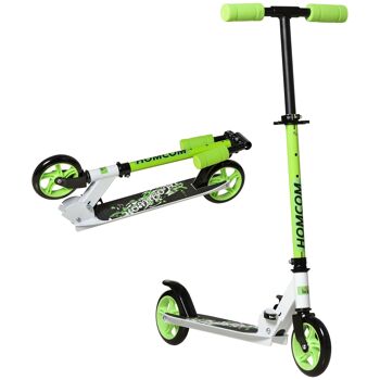 MeubelsWeb scooter opvouwbaar avec achterremmen Ø145 mm wielen scooter in hoogte verstelbaar tot 50 kg dragvermogen voor 4-8 ans aluminium EVA vert