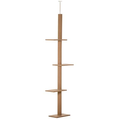 MeubelsWeb Krabpaal Krabpaal Klimboom für Katzen mit verstellbarem Spielboom, hellbraun, 43 x 27 x 228–260 cm