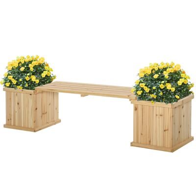 MeubelsWeb hoogslaper tuinbank met 2 plantenbakken houten bank met bloembak houten tuinbank parkbank naturel 176 x 38 x 40 cm