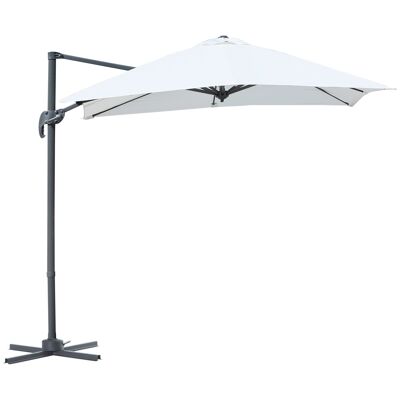 MeubelsWeb parasol 245 x 245 cm zwengelparaplu verkeerslichtparaplu met zwengelmechanisme zonwering aluminum Roma paraplu hellingshoek verstelbaar creme