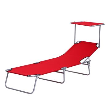 MeubelsWeb meuble de jardin, meuble de jardin, meuble de bien-être, meuble de plage, opvouwbaar met zonwering, rouge, 187 x 58 x 36 cm