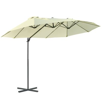 MeubelsWeb dubbele parasol, verkeerslichtparasol, dubbele parasol met zwengel, verstelbare tuinparasol, zonwering, metaal, crèmewit, 440 x 270 x 250 cm