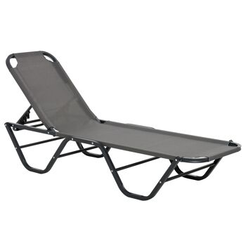 MeubelsWeb ligstoel, strandligstoel, aluminium tuinligstoel met 5 niveaux, grilles textiles et noir, 163 x 58,5 x 91 cm
