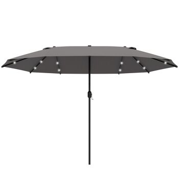 MeubelsWeb parasol avec parasol double LED 440 x 260 cm tuinparasol marktparasol grand parasol de terrasse avec zwengel ovale métal donkergrijs