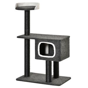 MeubelsWeb Krabpaal van vilt krabpaal voor katten klimboom avec cattengrot sisalpalen groot platform speelballen 112 cm hoog stabiel noir