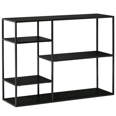 MeubelsWeb vrijstaand boekenkast opbergrek ordnerrek met 5 open vakken keukenrek metaal zwart 120 x 35 x 87.5 cm