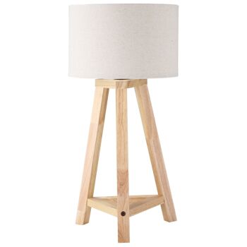 MeubelsWeb lampe de table van hout lampe de chevet 58 cm lampe de table E27 raccord 40 W linnen tinten houten voet wit + naturel