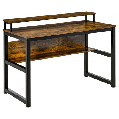 MeubelsWeb Bureau computertafel met plank PC-tafel kantoortafel industriële stijl metal ruggine marrone 120 x 60 x 85 cm