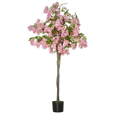 MeubelsWeb kunstplanten 150 cm kunstkoord boom met roze bloemen kunstplant kamerplant decoratieve plant kantoorplant kunststof pot