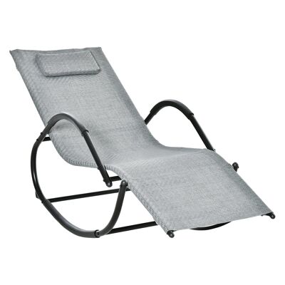 MeubelsWeb schommelstoel, schommelstoel met kussen, tuinligstoel, schommelstoel, belastbaar tot 160 kg, Textline grijs 61 x 160 x 79 cm