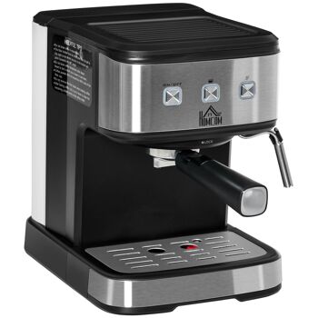MeubelsWeb machine à expresso appareil à café de machine à filtre en acier inoxydable avec réservoir d'eau 1,5L 1,5L 15 bar pour expresso cappuccino latte 850 W