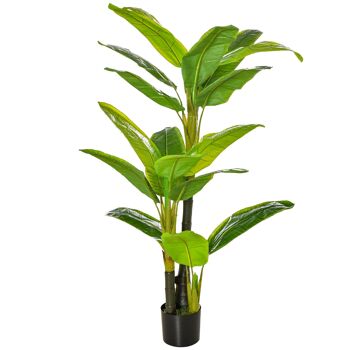 MeubelsWeb plantes d'art 150 cm kunstmatige bananenboom kunstplant kamerplant decoratieve plant cantoorplant Kunststof pot voor binnen en buiten