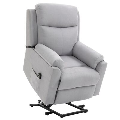 MeubelsWeb relaxstoel TV-stoel elektrische stoel met stahulp sta-opstoel senioren ligfunctie linnen touch lichtgrijs 83 x 89 x 102 cm