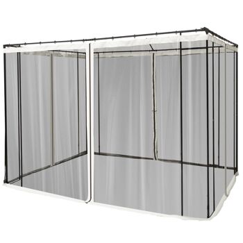 MeubelsWeb Klamboe pour 3x3 Tuinpaviljoen 4 Zijpanelen Vliegennet avec Haken Rits Klamboe Insectenbescherming Vliegengaas Nylon Mesh Noir