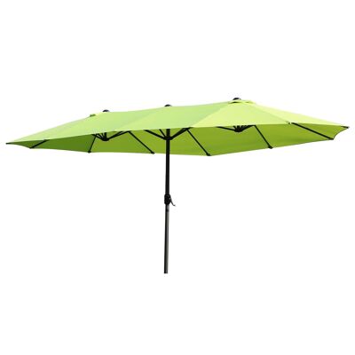 Buitenzonnige parasol, tuinparasol, marktparasol, dubbele parasol, terrasparasol met handslinger, green oval, 460 x 270 x 240 cm
