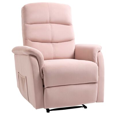 MeubelsWeb relaxfauteuil met ligfunctie, verstelbare hoofdsteun, tv-fauteuil, fauteuil, enkele bank, 155° kantelbaar, tv-fauteuil, fluweelachtig, roze