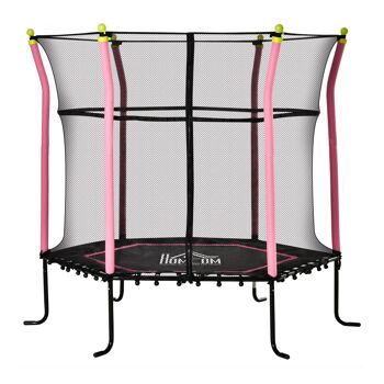 MeublesWeb 5.Trampoline 3FT pour enfants, trampoline d'extérieur avec tapis de randonnée en caoutchouc, un trampoline de fitness unique, Roze 163.5H cm jusqu'à 60 kg