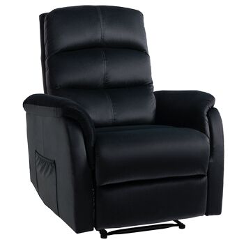 MeubelsWeb relaxfauteuil avec ligfunctie, verstelbare hoofdsteun, tv-fauteuil, fauteuil, enkele bank, 155° kantelbaar, tv-fauteuil, fluwelen touch, zwart