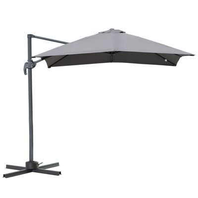 MeubelsWeb parasol 245 x 245 cm zwengelparaplu verkeerslichtparaplu met zwengelmechanisme zonwering aluminum Roma paraplu hellingshoek verstelbaar grijs