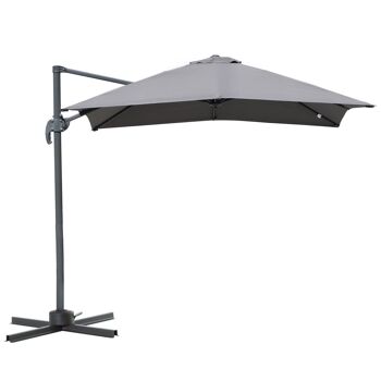 MeubelsWeb parasol 245 x 245 cm zwengelparaplu verkeerslichtparaplu avec 2wengelmechanisme zonwering aluminium Roma paraplu hellingshoek verstelbaar grisjs