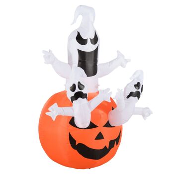 MeubelsWeb Opblaasbare Pompons Ghost Ghost Halloween Decoratie Figure Luchtfiguur avec éclairage LED, polyester, 120x120x180cm