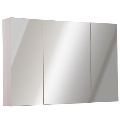 kleankin spiegelkast badkamerkast spiegelwandkast badkamer wandkast wit eichen B90 x H60 x T13,5 cm