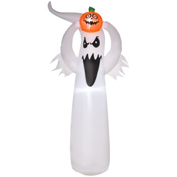 MeubelsWeb Halloween Opblaasbaar Spook 1,8 m Décoration avec LED Blanc + Orange Polyester 80 x 40 x 180 cm