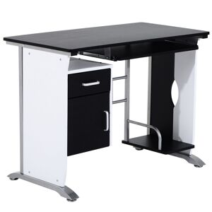 MeubelsWeb bureau informatique hoekbureau avec bureau portable kantoortafel antidérapant métal MDF blanc + noir + argent 100 x 52 x 75 cm