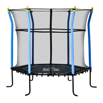 MeublesWeb 5.Trampoline 3FT pour enfants, trampoline d'extérieur avec tapis de randonnée en caoutchouc, trampoline de fitness géant, bleu 163.5H cm jusqu'à 60 kg