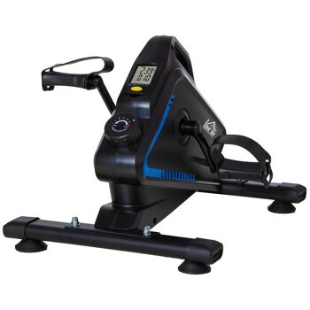MeubelsWeb mini hometrainer beentrainer 5 weerstandsniveaux mini vélo pédalier trainingsfiets avec écran LCD verstelbaar zwart + bleu 54 x 44 x 40 cm