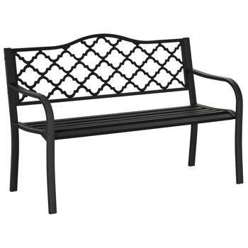 MeubelsWeb tuinbank, bank, terrasbank, parkbank, tuinmeubelen, 2-zits met rugleuning et armleuningen, jusqu'à 280 kg, jaune, noir, 128 x 58,5 x 89 cm