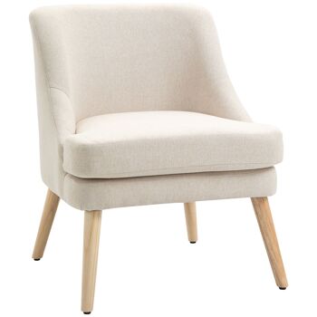 MeubelsWeb eetkamerstoel, keukenstoel met armleuningen, gesteffeerde stoel, woonkamerstoel, bureaustoel, design moderne, touche lin, blanc, blanc, 63 x 69 x 79,5 cm