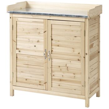 MeubelsWeb tuinkast plantentafel with onderkast houten apparatuurkast kast with 2 planken gereedschapsschuur tuinschuur 83 x 40 x 92 cm