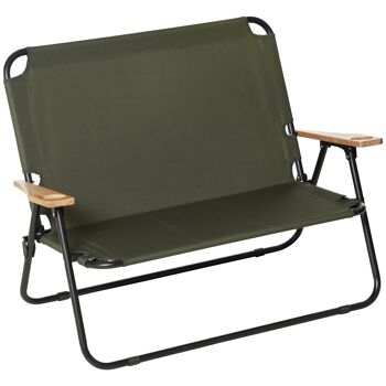 MeubelsWeb campingstoel tuinstoel regisseursstoel klapstoel 2-zits opvouwbaar met bekerhouder tot 160 kg acier + oxford stof + hout vert 141 x 67 x 80 cm