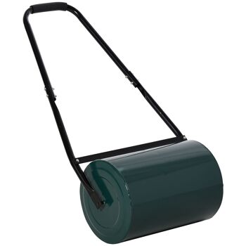 MeubelsWeb gazonwals met U-handvat tuinwals tuinwals 30 cm diamètre 30 L eau/zand vulling 41 cm werkbreedte metal groen