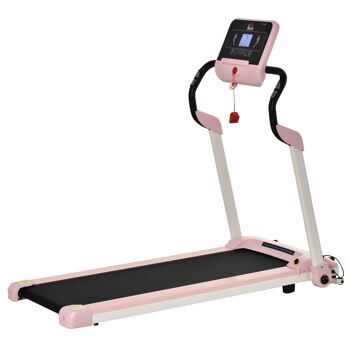 MeubelsWeb Loopband Opvouwbaar Elektrisch 400 W 1-12 km/h 1.Support GSM avec écran LCD 5HP, pour salle de gym à domicile, fitness en salle, rose, 134x60x118 cm