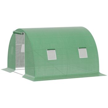 MeubelsWeb poly broeikas walk-in poly tunnel 3 x 3 m broeikas avec 4 ramen broeikas vorstbescherming stalen buis donkergroen