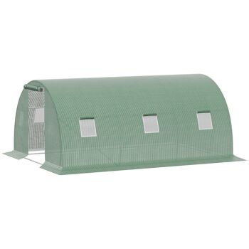 MeubelsWeb poly broeikas walk-in poly tunnel 4,5 x 3 m broeikas avec 6 ramen broeikas vorstbescherming stalen buis donkergroen