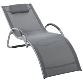 MeubelsWeb Tuinligstoelen met kussens ligstoel relax ligstoel ergonomique Aluminium Textline Grijs 160 x 60 x 65 cm