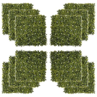 MeubelsWeb-Haagplanten für Ihre Garten-Gebäudedekoration, 12 Stück, 50 x 50 cm, UV-Schutz, Privatsphäre, Mailänder Gras-Design