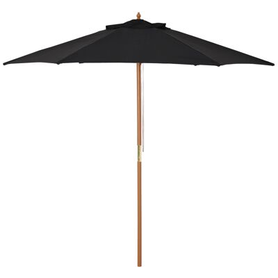 MeubelsWeb parasol, tuinparasol, 3-traps, zonwering, bamboe 180/㎡ Polyester, zwart, Ø2.5 x 2.3 m