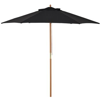 MeubelsWeb parasol, tuinparasol, 3-pièges, zonwering, bambou 180/㎡ Polyester, noir, Ø2,5 x 2,3 m