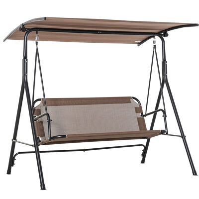 MeubelsWeb 2-zits schommelstoel, ligstoel voor buiten, UV-bestendig, hoogwaardige, in hoek verstelbare metalen buis, bruin