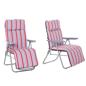 MeubelsWeb ligstoel ligstoel tuinligstoel tuinmeubel set van 2 met kussen opklapbaar verstelbare rugleuning Staal + polyester rood 60 x 75 x 65-102 cm