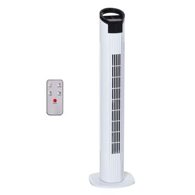 MeubelsWeb Torenventilator mit 70° oszillierendem Ventilator, 78,5-cm-Kolomventilator, 50 W, 3 Ständer und 3 Snelheden schwarz + weiß