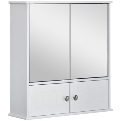 Kleankin spiegelkast badkamerkast badkamermeubel wandkast multifunctionele kast met planken glas wit 55 x 17.5 x 60 cm