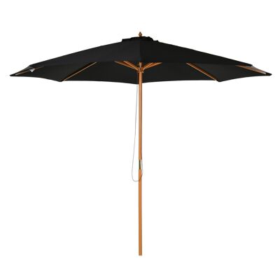 MeubelsWeb parasol hout 300 cm houten parasol tuinparasol balkonparasol bamboe zwart