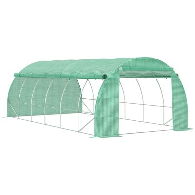 MeubelsWeb polytunnel broeikas 6 x 3 x 2 m inloopkas met oprolbare kappen polytunnel broeikas UV bescherming stalen buis groen