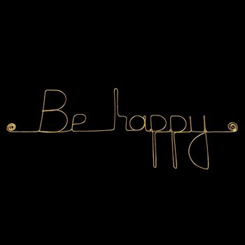 Petit Mot Décoration Murale en fil de laiton doré " Be happy " - à punaiser - Bijoux de Mur 2