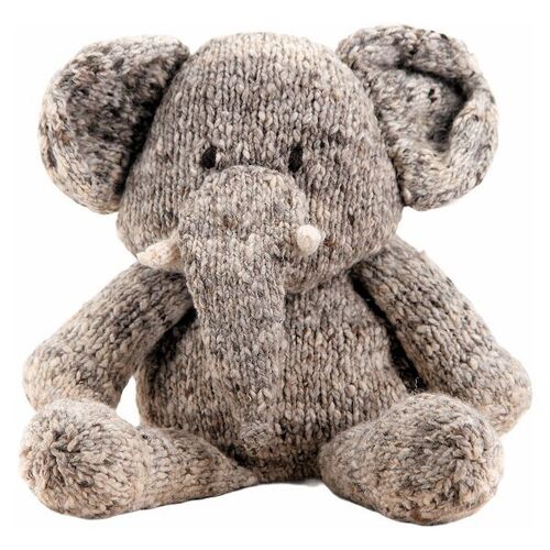 Peluche éléphant gris en laine biologique éco-responsable - HANNIBAL - Kenana Knitters